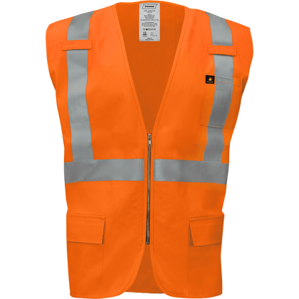 トップス MULTI BORDER L/S STAND ZIP ORANGE 1253FR-Z-RD | Orange | Ironwear