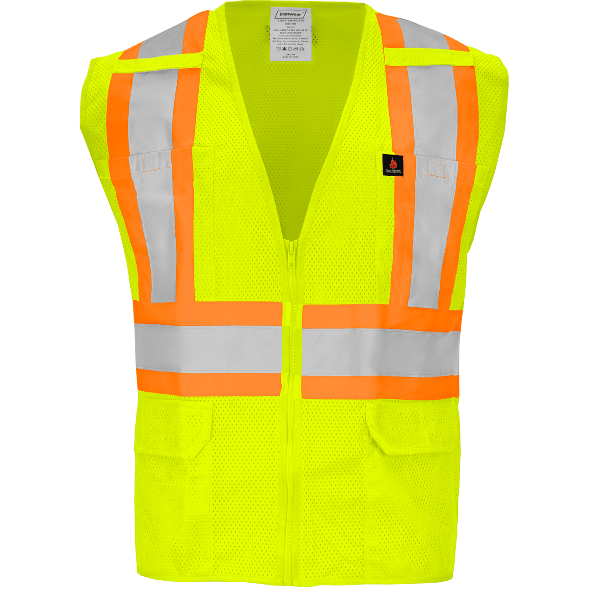 Type R Class 2 H-Back Flame Retardant Hi Vis Lime Safety Vest