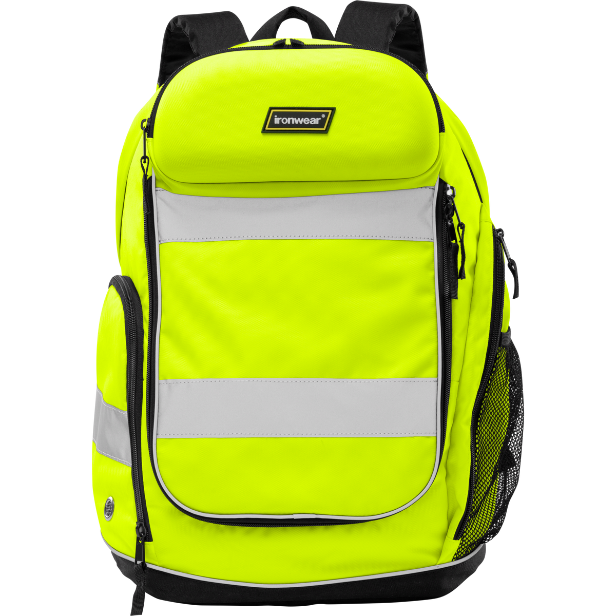 Hi Vis Lime Padded Backpack with Helmet Carrier | Ironwear