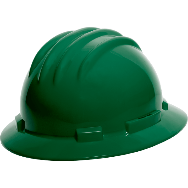 HDPE Full Brim Dark Green Hard Hat with 6pt Nylon Ratchet