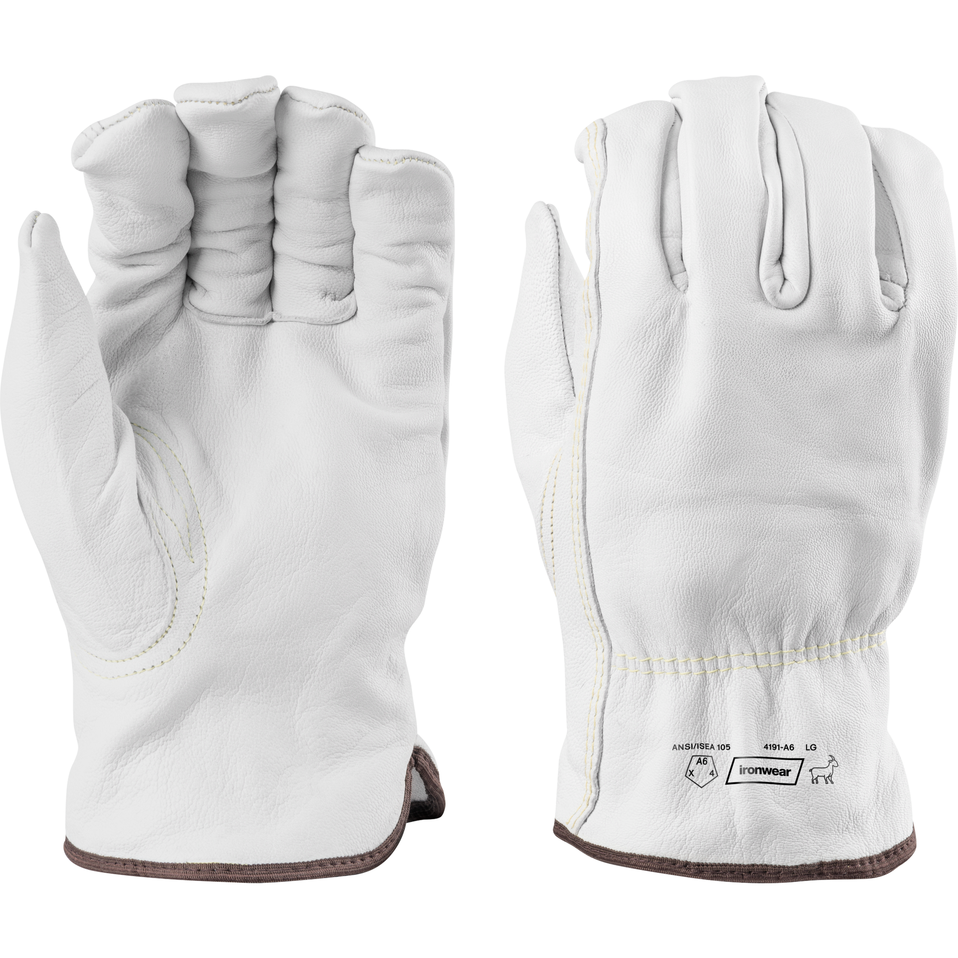 ANSI A6 Cut Level White Goatskin Leather Driver Gloves | Ironwear
