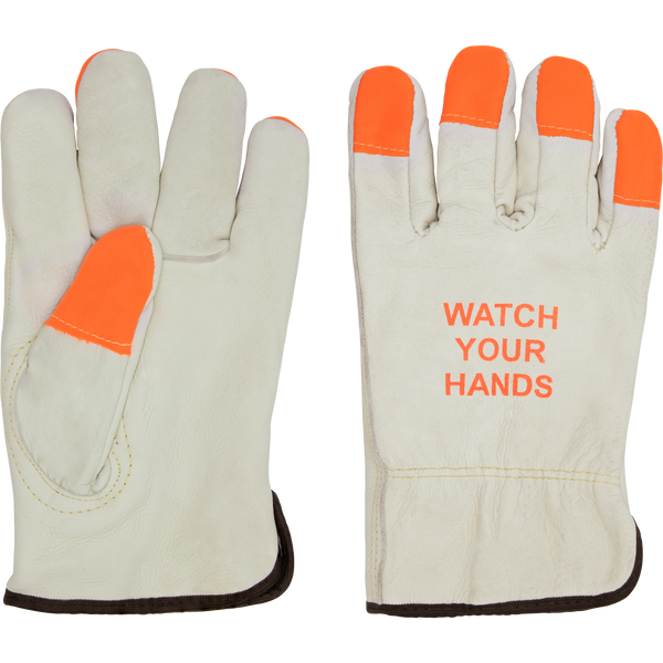Cut Resistant Driver Leather Gloves with Orange Fingertips | Ironwear
