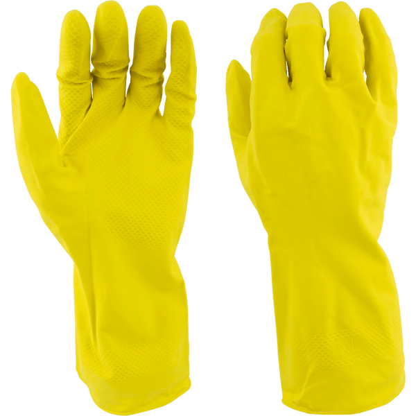 Yellow Cleaning Latex Gloves, Flock Lined, 15 Mil | Ironwear