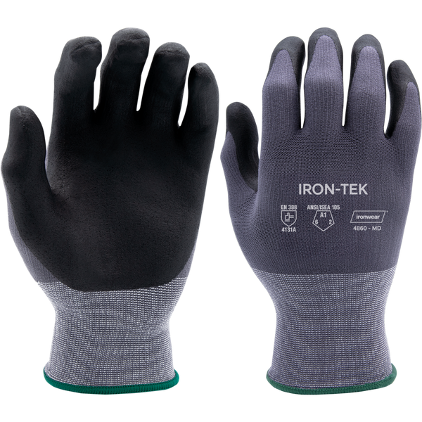 ironmaxx handschuhe Grey Nylon-Lycra Knit Work Gloves with PU-Foam Nitrile Palm
