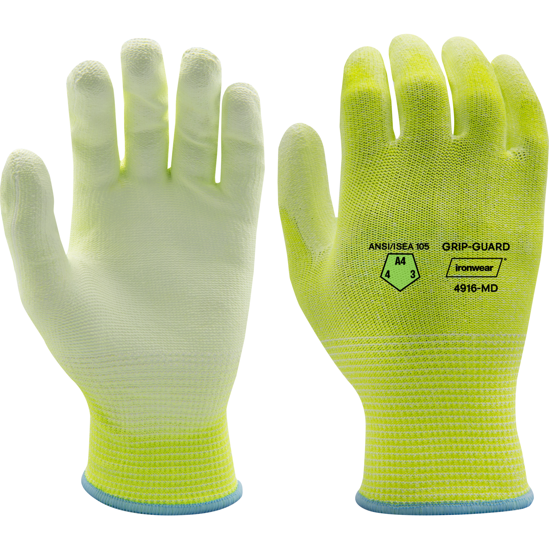 Hi Vis Lime Seamless Knit Work Gloves | Polyurethane Coated