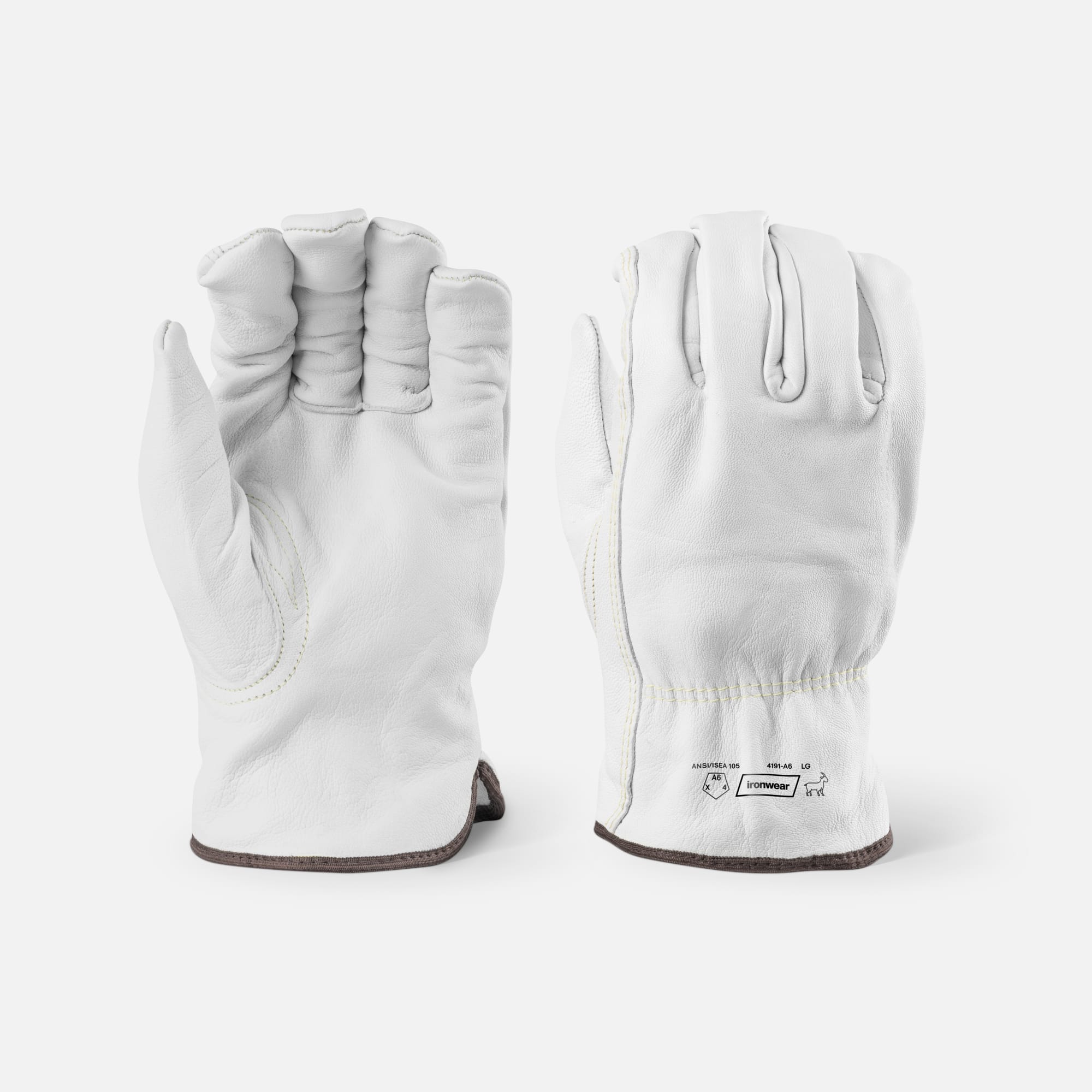 ANSI A6 Cut Level White Goatskin Leather Driver Gloves | Ironwear