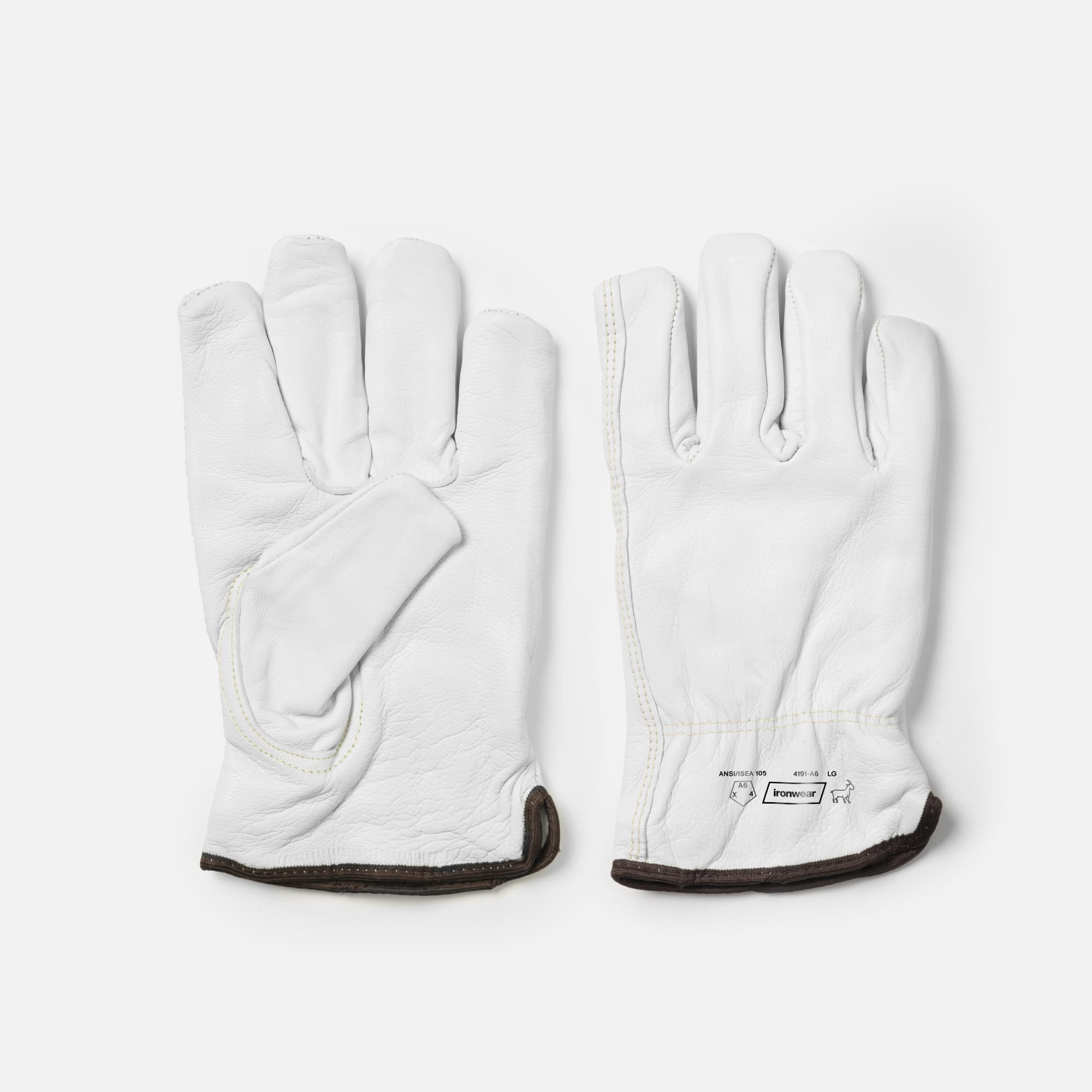 ANSI A6 Cut Level White Goatskin Leather Driver Gloves | Ironwear