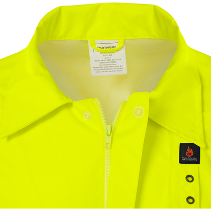gasa grue 「weather side」 羽織コート Ironwear 9520FR-L LONG COAT TUCK HOOD, LIME, FR